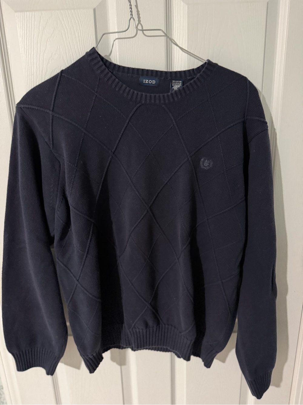 IZOD Men’s Navy Diamond Stitch Crewneck Sweater